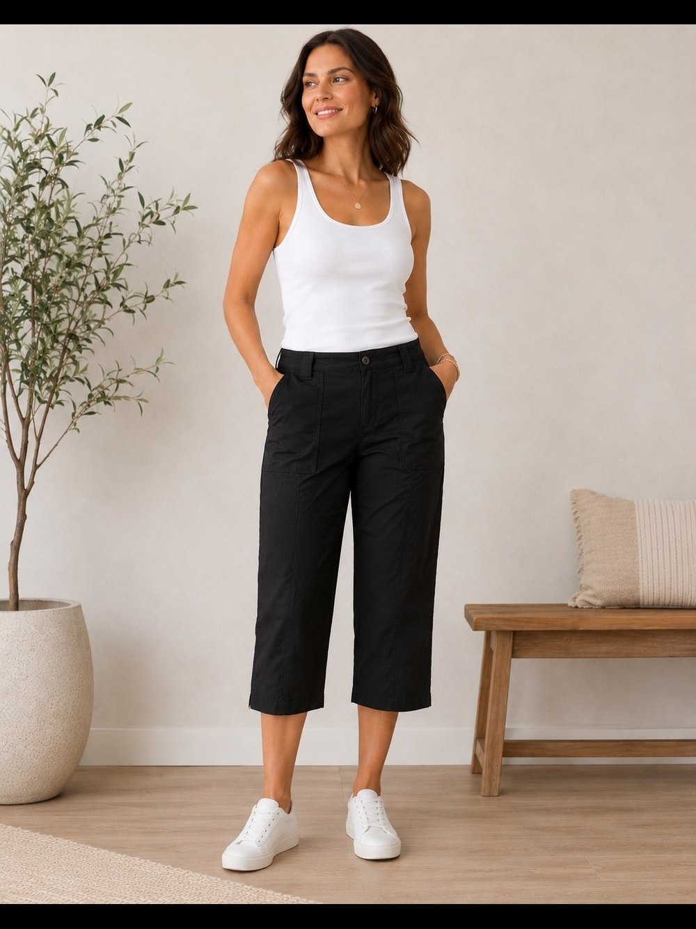 Patagonia Black Hiking Cropped Wide-Leg Capris